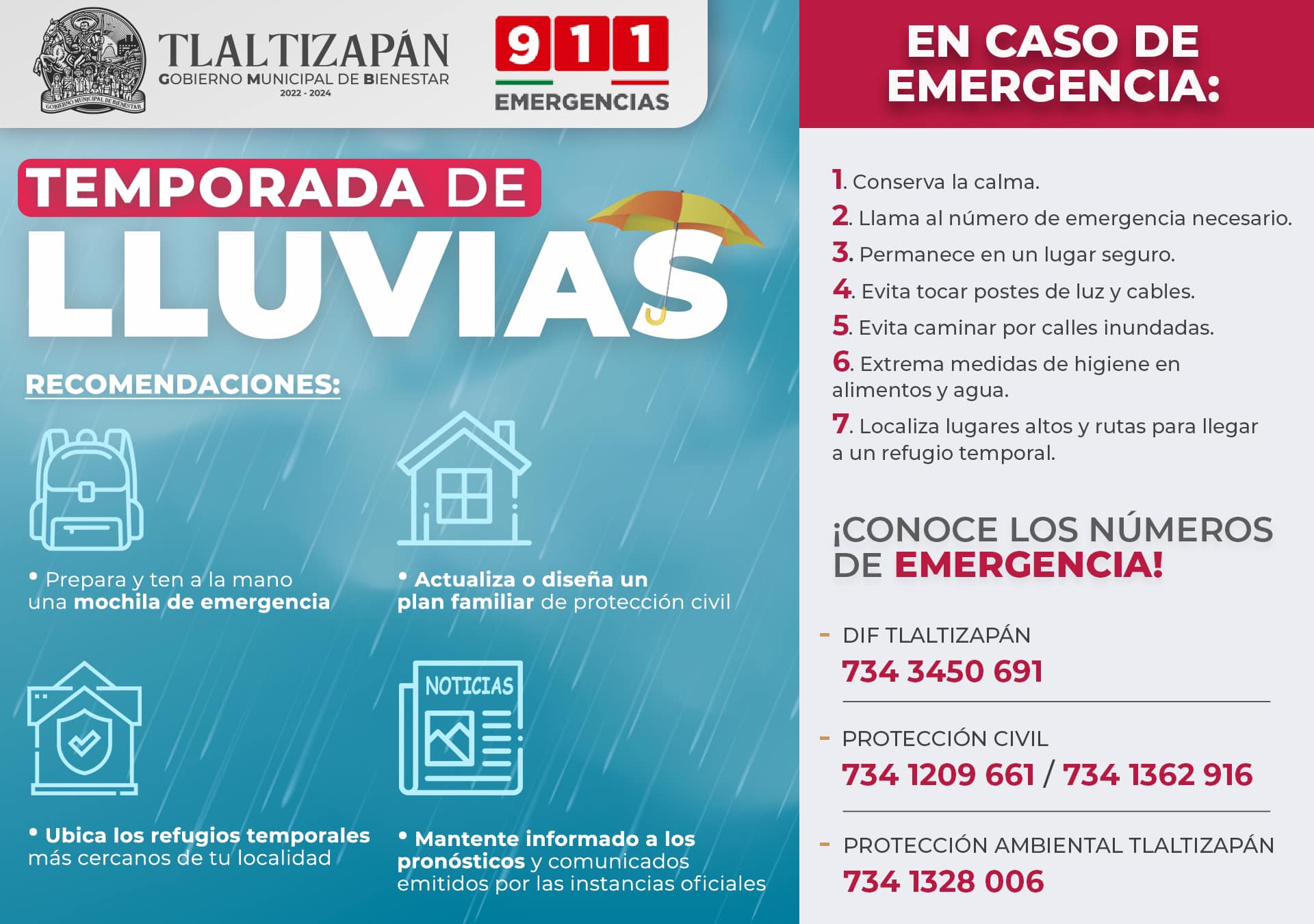 RECOMENDACIONES TEMPORADA DE LLUVIAS